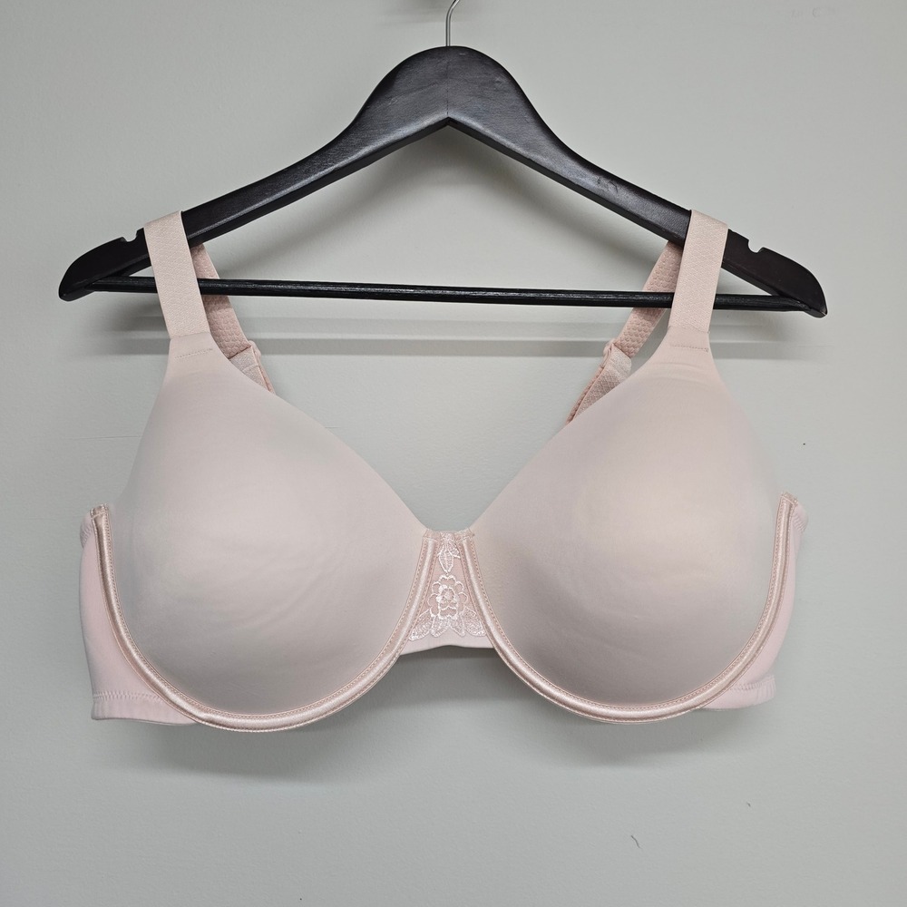 Vanity Fair Full Coverage Bra Womens 38D Pink Lace Detail Classic Minimalist